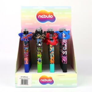 Nebulo Radírozható Zselés Tollak Dinoszaurusz Figurával, 24 darabos Display - Nebulo