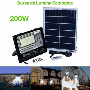 Proiector 200W Reflektor solarny z panelem słonecznym i pilotem - Zewnętrzna lampa dekoracyjna