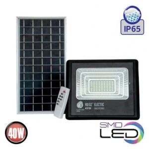 HZ 40W Solarny Reflektor LED z Pilotem, 6400K, Wodoodporność IP65 - Zewnętrzna lampa dekoracyjna