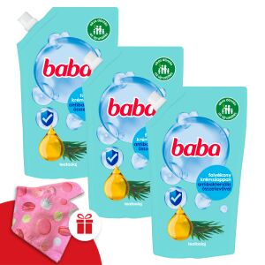 Baba Antibakterielle Flüssigseife Nachfüllpackung mit Teebaumöl 3x500ml + Gratis Baba Haar-Turban - Baba