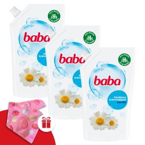 Baba Kamillowe Mydło w Płynie Uzupełnienie 3x500ml z turbanem na włosy gratis - Baba