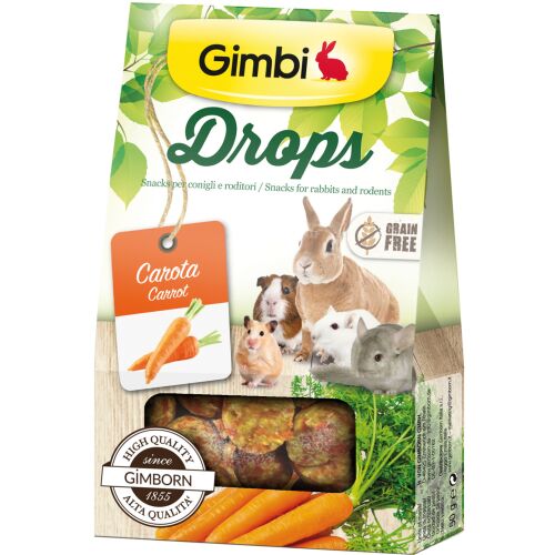 Gimbi Drops Répa Ízű - Gabonamentes rágcsáló jutalomfalat nyulaknak, tengerimalacoknak, hörcsögöknek és csincsilláknak - Rágcsálóeleség