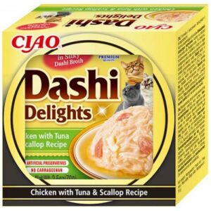Inaba Cat Churu Dashi Delights - csirke-tonhal-fésűkagyló 70 g