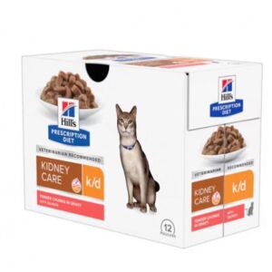 Hill's Prescription Diet k/d Kidney Care macskatáp, lazac - alutasakos 12 x 85 g 137339867 - Hill's