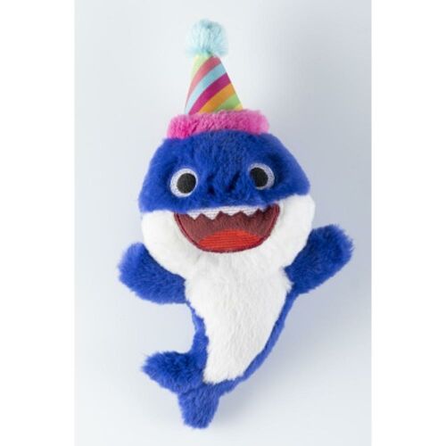 GimDog Babyshark plüss játék születésnapi sapkával, sípoló kutyajáték