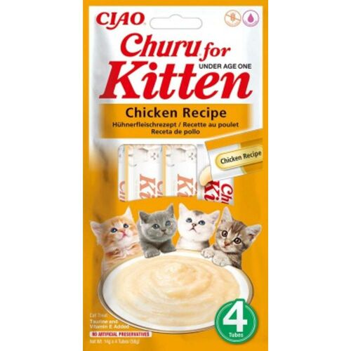 Inaba Ciao Churu Kitten Csirke recept, krémes macska jutalomfalat egy év alatti cicáknak, 4 tubus - Macska jutalomfalat
