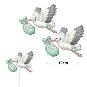 Nyomtatott dekorkarton - Gólya babával zöld 2db/csomag
