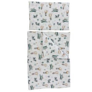 Soffi Baby Repülős Mintás Ágynemű Szett - 2 részes, 135x90/40x60 cm. Puha pamut baba ágynemű aranyos repülő és léggömb mintával. - Soffi Baby