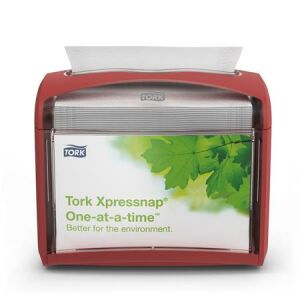 Szalvéta adagoló, 16,9x20,1x14,1 cm, asztalra helyezhető, N4 rendszer, Signature line, TORK "Xpressnap", vörös 137346768 - Tork