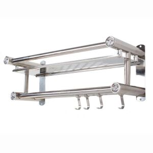 Fürdőszobai Fém Polc Törölközőtartó Akasztókkal - 39cm 137349103 - Fürdőszoba bútor