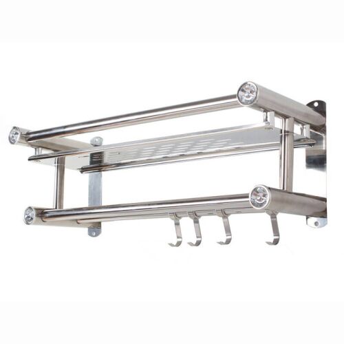 Fürdőszobai Fém Polc Törölközőtartó Akasztókkal - 39cm 137349103