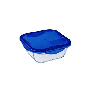 Pyrex COOK&amp;GO szögletes sütőtál+műa.fedő 16x16x6cm 0,8l