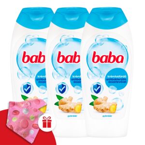 Baba Antybakteryjny Żel pod Prysznic 3x400ml z Imbirem i Masłem Shea + Darmowy Turban do Włosów - Baba