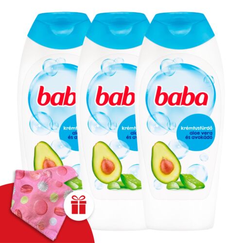 Baba Aloe Vera und Avocado Cremebad 3x400ml mit gratis Haarturban