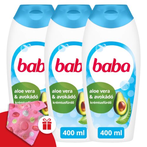 Baba Krémtusfürdő Aloe Vera és Avokádó 3x400ml + Ajándék Baba Hajturbán