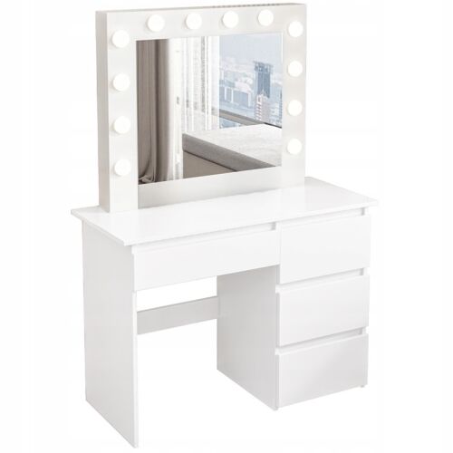 FEHÉR Fehér Modern Fésülködőasztal LED Világítással