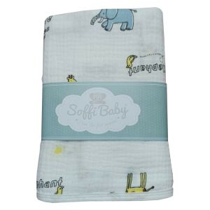 Soffi Baby takaró muszlin dupla elefánt és zsiráf 70x90cm 137355011 - Soffi Baby