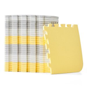 Kinderkraft Luno szivacs puzzle szőnyeg, 30 darabos, sárga és szürke - Szivacs puzzle