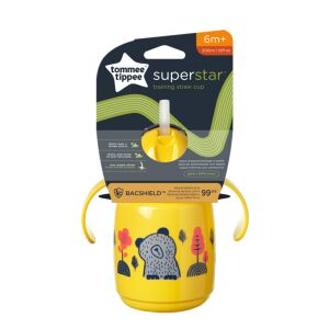 Tommee Tippee itatópohár - Superstar Training Straw Cup szívószálas 300ml 6hó sárga 137358220 - Tommee Tippee