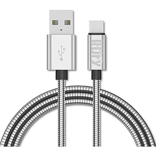 Kabel ładujące i do przesyłu danych USB C do USB A, pleciony metalowy, 1 metr długości, szybkie ładowanie 2.1A