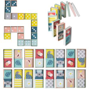 Taf Toys Domino Rally XL szett színes állatos és számos dominókkal - Dominó, sakk