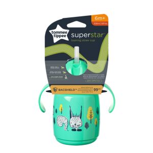 Tommee Tippee itatópohár - Superstar Training Straw Cup szívószálas 300ml 6hó zöld 137363896 - Tommee Tippee