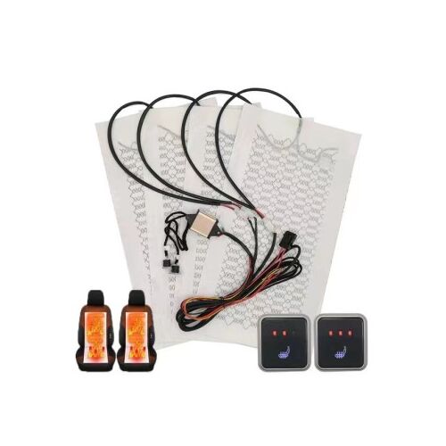 Komplett 12V-os autós ülésfűtés készlet fűtőbetétekkel, kábelezéssel és vezérlőkapcsolókkal