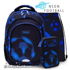 Head Blue Neon focis iskolatáska szett: hátizsák, tolltartó, tornazsák - Astra