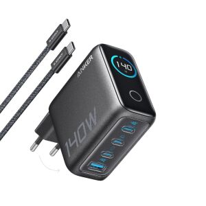 Incarcator de retea Anker Zolo 140W, Digital Display, 3x USB-C, 1x USB-A, PD 3.1, cablu USB-C inclus, Negru 137370698 - Încărcător de telefoane