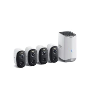 Baseus Security N1 Plus Videoüberwachungsset, 2K HD, IP67, Nachtsicht, 270 Tage Akkulaufzeit, HomeStation H1 + 4 Videokameras 146034349 - Baseus