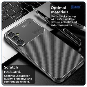 Samsung A25 telefontok, ütésálló szilikon, szénszálas autofókusz, kamerakivágásokkal, fekete