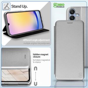 Gekko Elegance Samsung Galaxy A25 Tok - Ezüst, Mágneses, Kártyatartós
