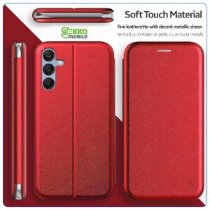 Gekko Elegance Samsung Galaxy A25 Tok - Piros, Kártyatartóval és Állvánnyal