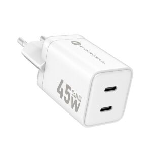 Ładowarka sieciowa do telefonu Forcell F-Energy Mini GaN III 2 x USB C PD QC4.0 45W VT-36B biała 137371406 - Forcell