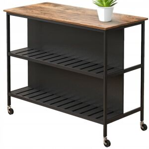 KONYHA SZIGET pojazdný kuchynský ostrov s policami a drevenou doskou - Kuchynské úložné regály