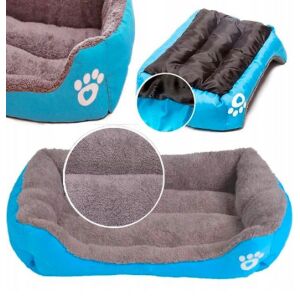 Pat pentru caini si pisici impermeabil si reversibil 60x45x15 cm - Albastru 137373513 - Paturi pentru câini