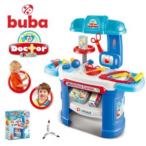 Детски лекарски комплект Buba Kids Doctor 008-913, синя лекарска маса с медицински инструменти и аксесоари, играчка за ролеви игри - Медицинска игра