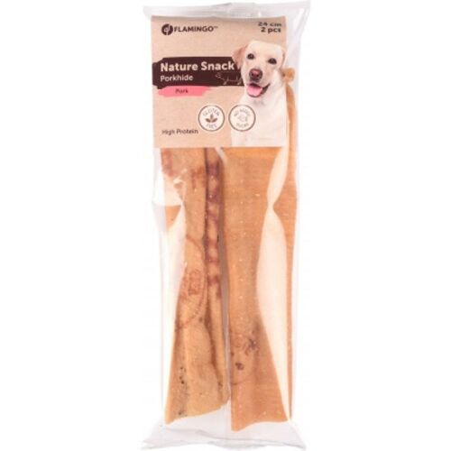 Flamingo Nature Snack disznóbőr tekercs, 2 x 24 cm, kutya jutalomfalat - Állattartás