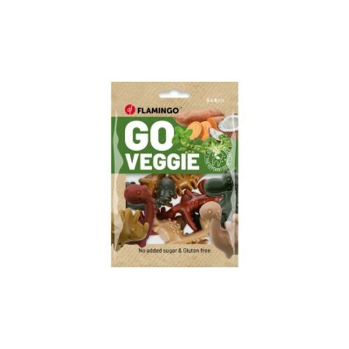 Flamingo Go Veggie Dino Mix kutya jutalomfalat, 120g-os csomag, gluténmentes és cukormentes 
