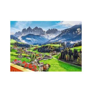 Puzzle Trefl finalizat reprezentând peisajul Sfânta Magdalena, Dolomiți, Italia - Puzzle 3D & Puzzle cu burete