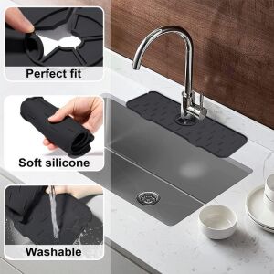 Fekete szilikon csaptelep fröccsenésgátló a konyhai mosogatóhoz, tökéletes illeszkedés, puha, mosható - Edényszárító