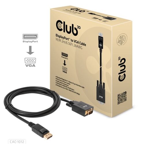 CLUB3D CAC-1012 video átalakító kábel 2 M DisplayPort VGA (D-Sub) Fekete 137401197