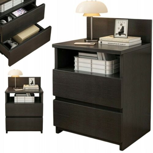 ÉJSZAKAI SZEKRÉNY 2 FIÓKOS FEKETE LOFT MODERN 40 CM 146266317