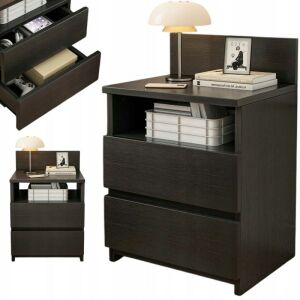 NACHTTISCH MIT 2 SCHUBLADEN SCHWARZ LOFT MODERN 40 CM 146266317 - Kinder & Jugendmöbel