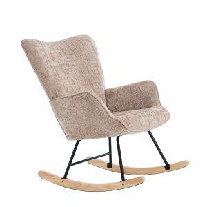 Kutni pogled na stolicu za ljuljanje VASHOME bež-kaki na bijeloj pozadini - Namještaj