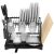 Springos black dish rack with dishes, glasses, cutlery and cutting board