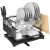 Springos black dish rack with dishes, glasses, cutlery and cutting board