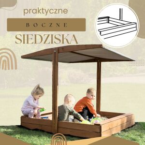 Sbp140rset02 prémium fából készült homokozó 140 x 140 cm-es készlet előtetővel