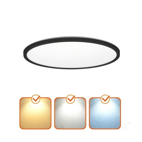 Nivera runde LED-Deckenleuchte 18W, 1710lm, IP54, warmes/neutrales/kaltes Licht, schwarz, Kobi 137407360