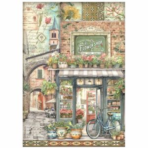 Hârtie de orez Art of Travelling farmer's market cu design florărie, hârtie decoupage - Arte și Hobby
